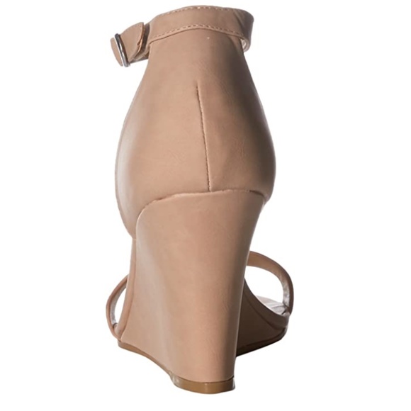 Mauve Blush Wavy Strap Wedge Heel Ankle Sandal - Picture 4 of 5